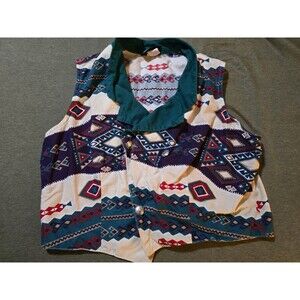 Vintage 90s Rough Rider Vest Western Print Womens XL Rodeo Cowgirl Retro